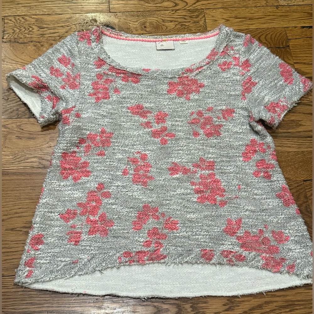 Anthropologie. Postmark Printed Boucle Terry Te. Gray/Pink. Size XS.